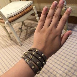 Leather studded wrap bracelet